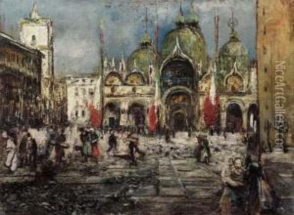 Venezia, Piazza San Marco Oil Painting - Ermenegildo Agazzi