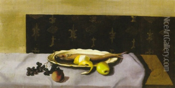 Stilleben Med Fiskfat Oil Painting - Amade (Ernst Amadeus) Barth