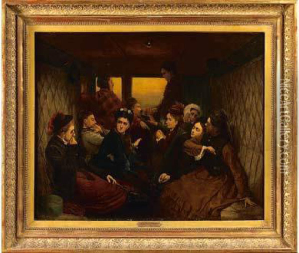 Le Compartiment De Dames Seules Ou La Fumeuse Importune Oil Painting - Francois-Auguste Biard
