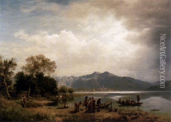 Sommertag An Einem Oberbayerischen See Oil Painting - Eduard Caspar Post