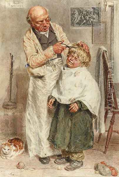 The barber Oil Painting - William Henry Hunt