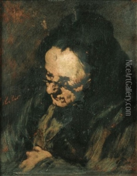 Portrait De La Mere De L'artiste Oil Painting - Theodule Ribot