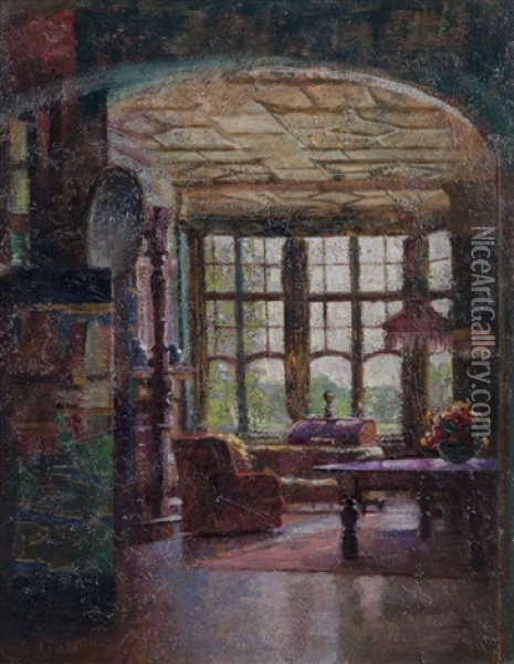 Drawing Room Interior Oil Painting - Hans (Jean) Iten
