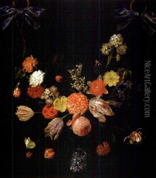 A Garland Of Flowers Oil Painting - Christiaan Luycks