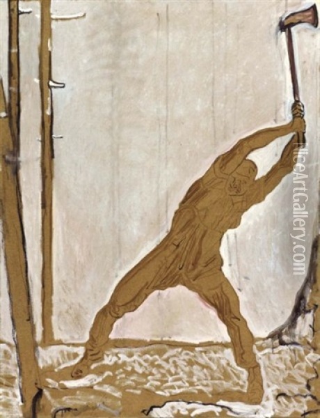 Der Holzfaller (the Wood Cutter) Oil Painting - Ferdinand Hodler