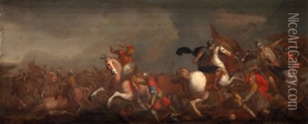 Escena De Batalla Oil Painting - Etienne Allegrain
