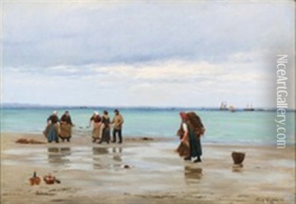 From Hornbaek Beach Oil Painting - Carl Ludvig Thilson Locher