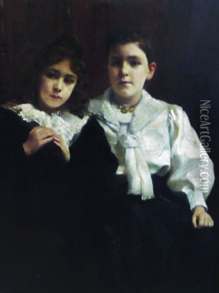 Portrait De Jeunes Enfants Oil Painting - Paul Alexandre Alfred Leroy