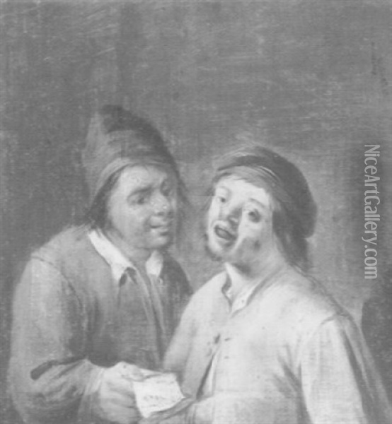 Two Singing Young Men Oil Painting - Adriaen Brouwer