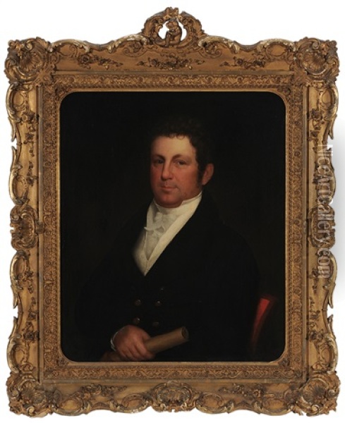 Important Historical South Carolina Portrait Of Captain John Gibbes Barnwell (1778-1828), Grandson Of The Founder Of Beaufort, South Carolina Oil Painting - Cephas Thompson