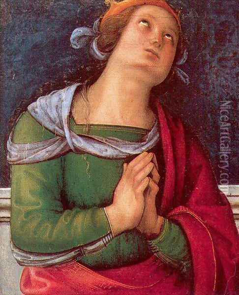 Saint Flavia Tempera and oil on wood panel, Vatican Picture Gallery Oil Painting - Pietro Vannucci Perugino
