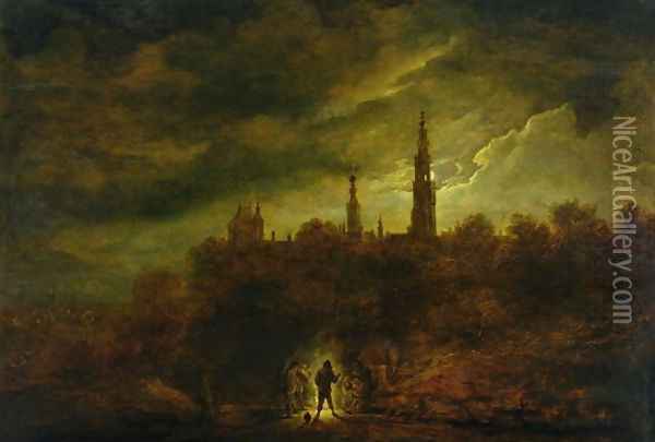 Moonlight Landscape Oil Painting - David The Younger Teniers