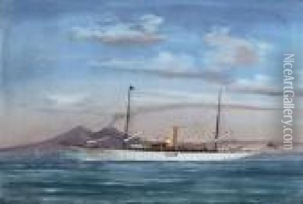 The American Steam Yacht Oil Painting - Antonio de Simone