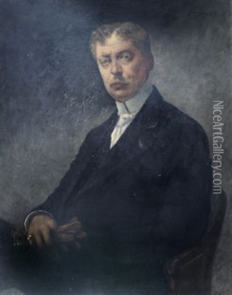 Portrait D'homme En Redingote Noire Oil Painting - Antoine Druet