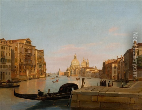 The Grand Canal With View Of Santa Maria De La Salute Oil Painting - Frans Vervloet