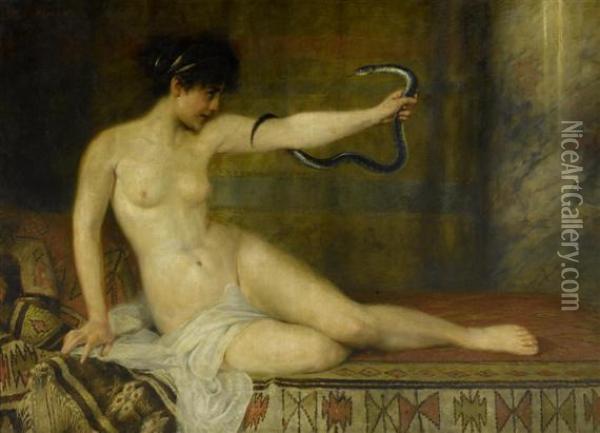 Cleopatra With The Snake Oil Painting - Theodor Matthei