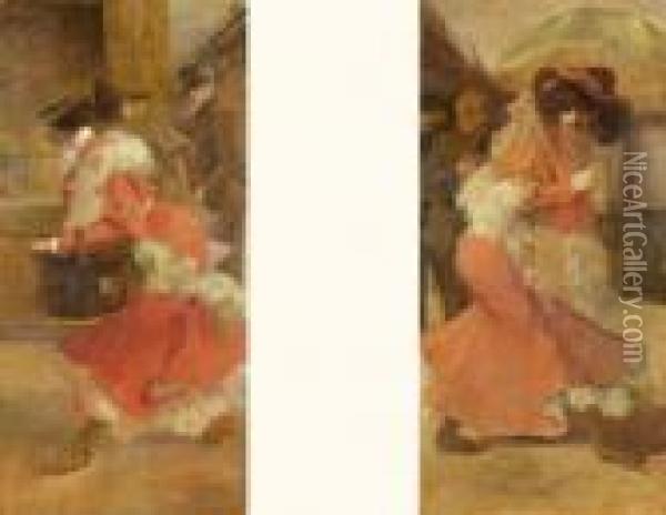 Femme A L'ombrelle - La Modiste Oil Painting - Louis Picard