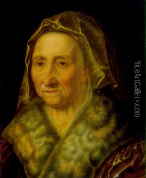 Portrat Einer Alten Frau Mit Pelzkragen Oil Painting - Balthazar Denner