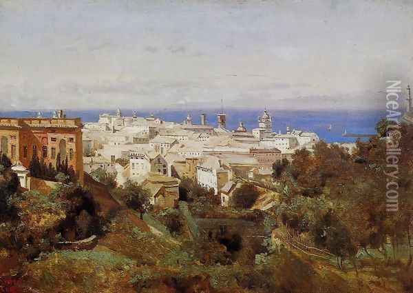 View of Genoa from the Promenade of Acqua Sola Oil Painting - Jean-Baptiste-Camille Corot