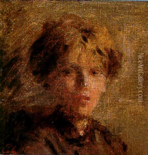 Portrait D'une Jeune Fille Oil Painting - Adolphe Felix Cals