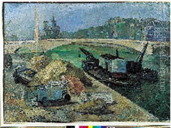Vue De Paris, Les Quais Et Notre-dame Oil Painting - Adolphe Feder