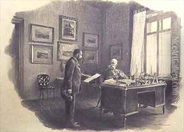 Emperor Franz Joseph I of Austria 1830-1916 at his writing desk at Jagdrock Oil Painting - Wilhelm Gause
