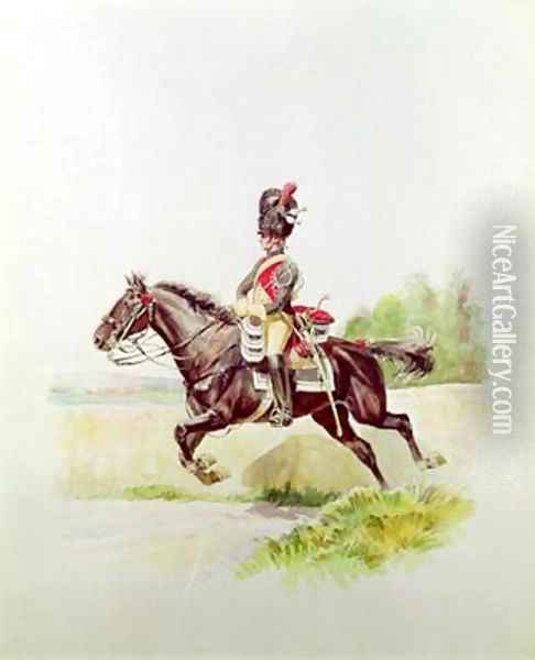 Soldier of the Imperial Guard on Horseback Oil Painting - Henri Georges Jacques Chartier