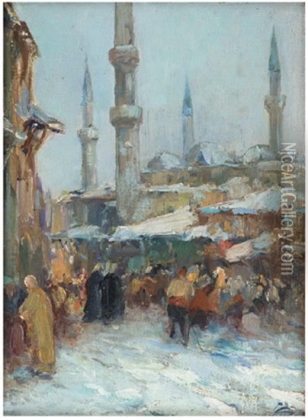 Karli Istanbul Oil Painting - Sami Yetik