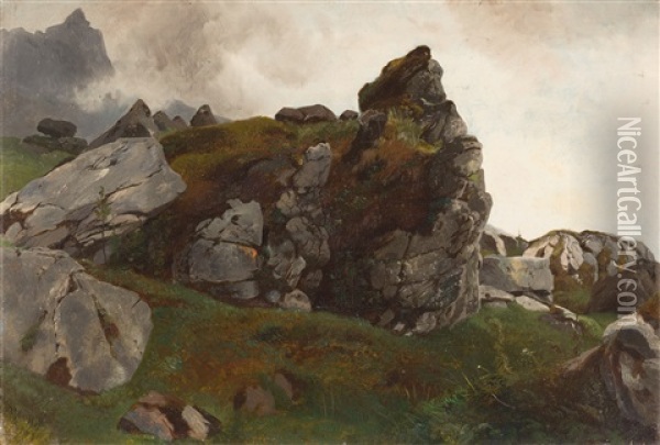 Felsen Im Gebirge Oil Painting - Johann Gottfried Steffan