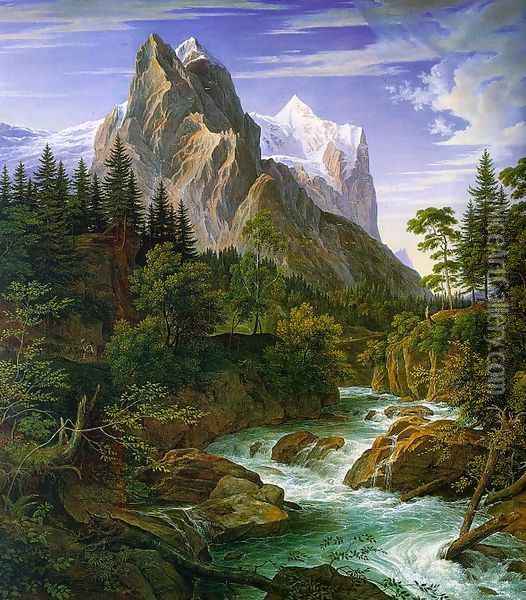 The Wetterhorn with the Reichenbachtal 1824 Oil Painting - Joseph Anton Koch