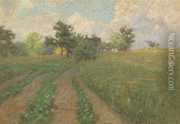 A Landscape With Farmhouses Oil Painting - Leon Augustin L'Hermitte