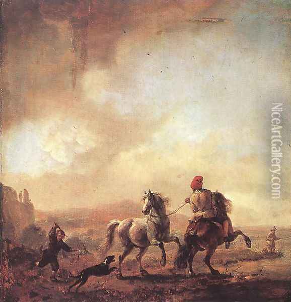 Two Horses Oil Painting - Philips Wouwerman