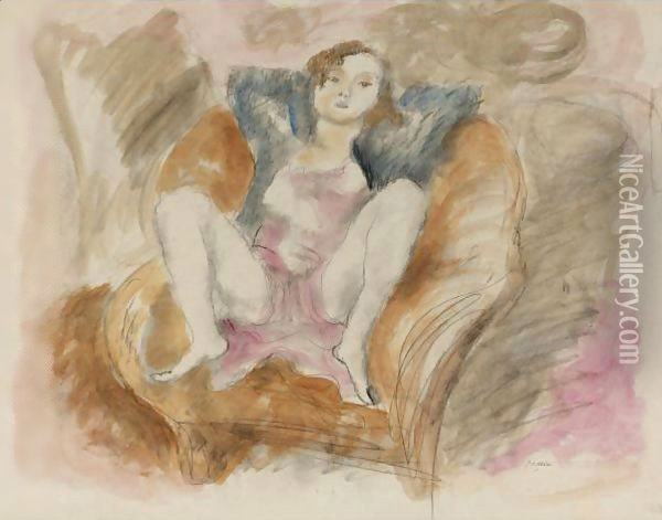 Petite Fille A La Chaise Longue (Rebecca) Oil Painting - Jules Pascin
