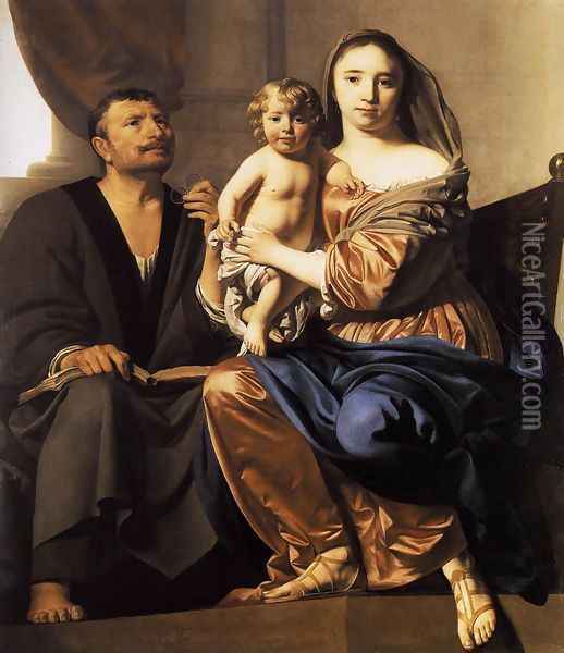 Holy Family c. 1660 Oil Painting - Caesar Van Everdingen