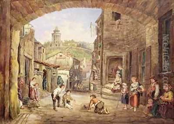 Burns Monument, View from Campbell's Close, Edinburgh Oil Painting - John Bell