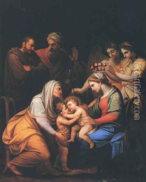 Holy Family with Saints 1813 Oil Painting - Janos Mihaly Hesz