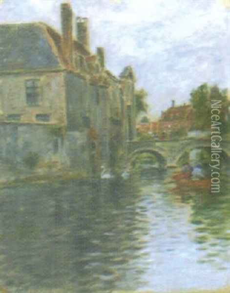 Kanalparti, Brugge Oil Painting - Wilhelm von Gegerfelt