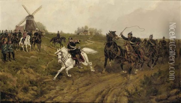 The Cavalry Drill Oil Painting - Hermanus Willem Koekkoek