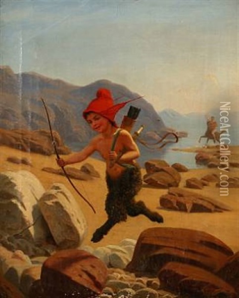 A Faun On The Run Oil Painting - Wilhelm Pacht