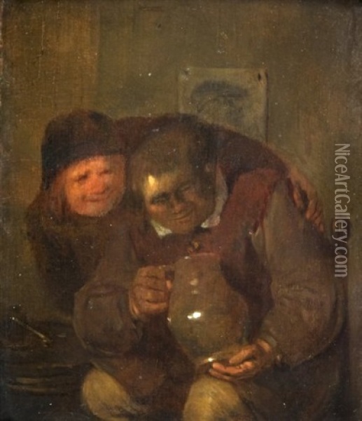 Deux Buveurs Oil Painting - Egbert van Heemskerck the Elder