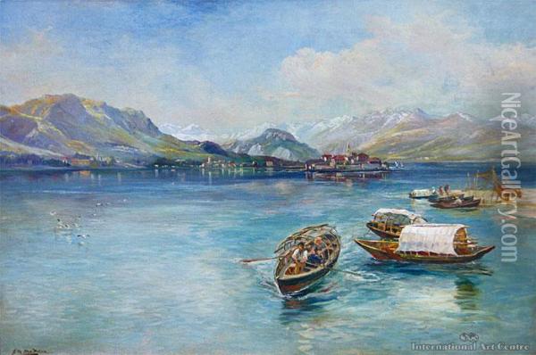 Lake Lugano Oil Painting - John Mcintosh Madden