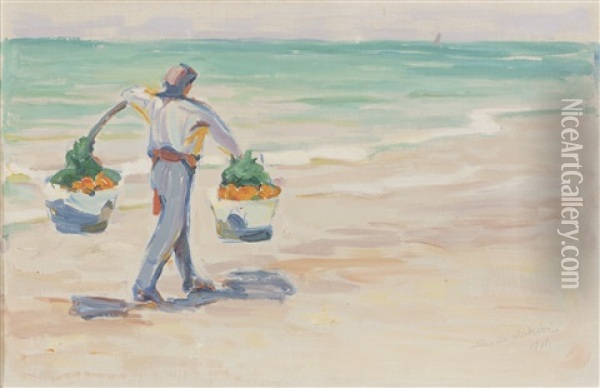 On The Shore Oil Painting - Santeri Salokivi