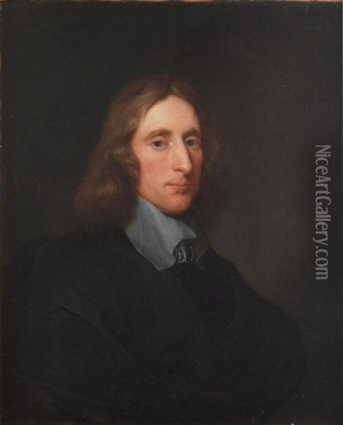 Portrait Of Richard Cromwell, Bust-length, In Black Costume With A White Lawn Collar Oil Painting - Gerard van Soest