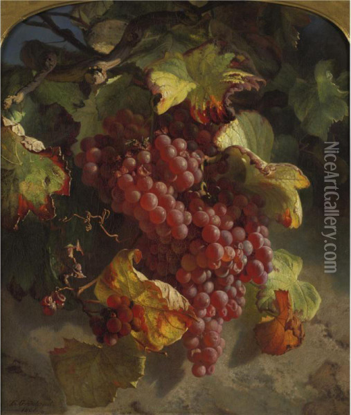 Grapes On A Vine Oil Painting - Theude Gronland