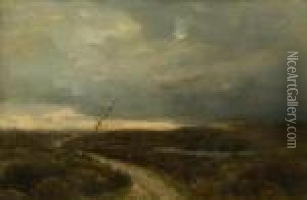 Evening, Awindswept Oil Painting - John Syer