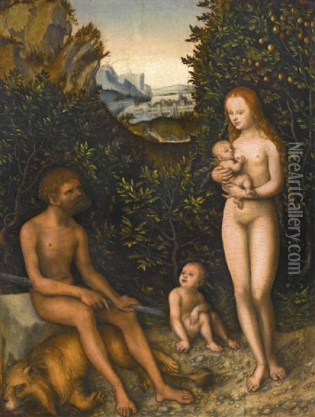 The Faun Family Oil Painting - Lucas Cranach the Elder