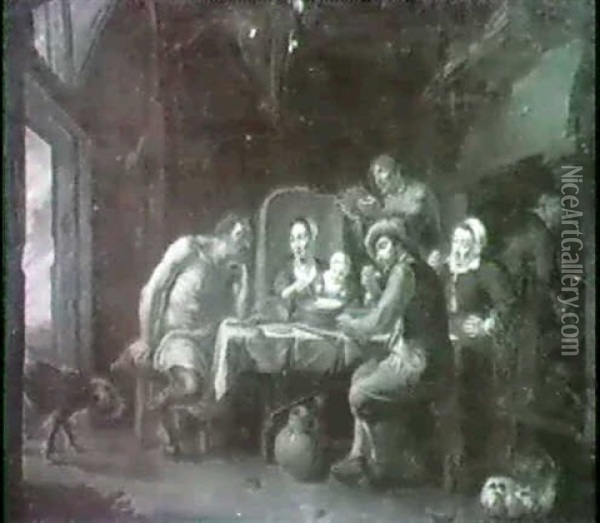 Der Satyr Bei Der Bauern- Familie, Wiederholung Nach        Dem Gemalde In Den Staatlichenmuseen, Berlin Oil Painting - Willem van Herp the Elder