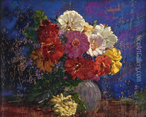 Still Lifeof Flowers In A Vase Oil Painting - Augustus William Enness