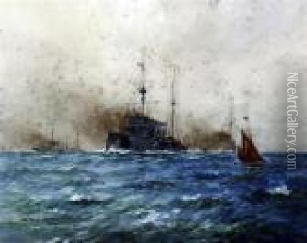The King's Fighting Ships Oil Painting - William Minshall Birchall