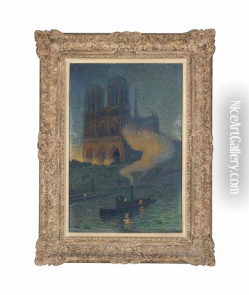 Notre Dame De Nuit Oil Painting - Thomas Buford Meteyard